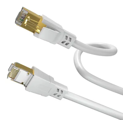 CAT 8.1 LAN Kabel 15,00 m Weiß Rund RJ45 S/FTP – Produktbild 1