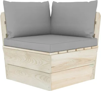 Image de vidaXL Canapé d'angle de jardin en palette avec coussin Bois d'épicéa imprégné