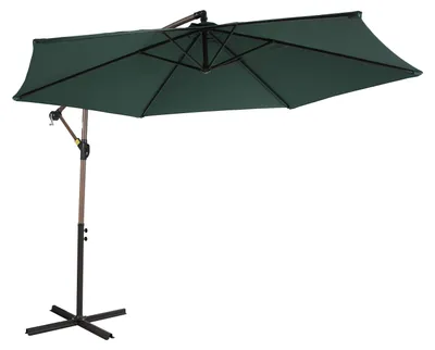 Image de Axi Dion Parasol Rond Ø 300 Cm, Aspect Chêne/Vert | Pour Le Jardin / Terrasse Avec Armature Thermolaquée | Pied En Croix Inclus | Inclinable Et