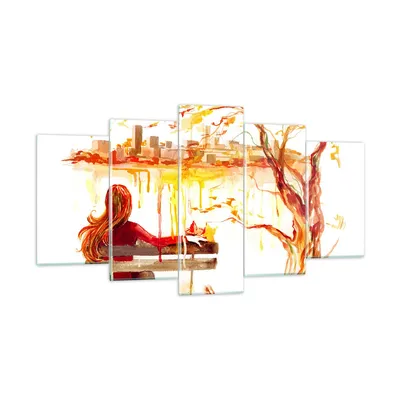 Produktbild von Bilder auf glas - Weiblich städtisch quadrat natur - 160x85cm - Glasbilder - Wandbilder - Kunstdruck - zum Aufhängen bereit - Wanddekoration aus Glas - Glas Bilder - Wandbild auf Glas - GEA160x85-2978
