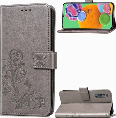 Produktbild von Mobigear Clover  Samsung Galaxy A21 Hülle Klapphülle Geldbörse - Grau
