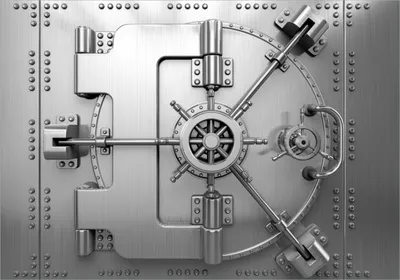 Produktbild von Wallario Poster - Tresortür mit Öffnungsmechanismus, Kunstdruck Größe: 70 x 100 cm