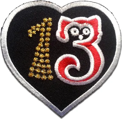 Produktbild von Herz 13 Biker - Aufnäher, Bügelbild, Aufbügler, Applikationen, Patches, Flicken, Zum Aufbügeln, Größe: 7,4 x 7,3 cm