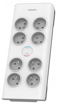 Zdjęcie produktu dla Listwa zasilająca Philips, 8 gniazd, 2 metry, zabezpieczenie przeciwprzepięciowe 900J, model SPN7080WA, 60