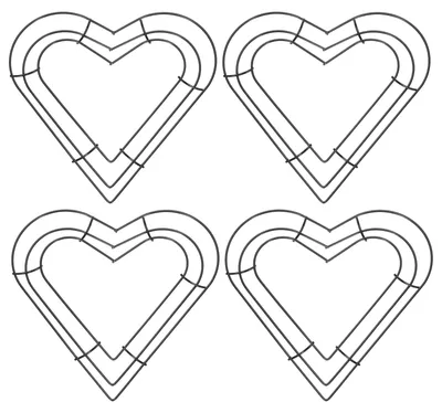 4er-Set Traumfängerringe, Herzform, 20 cm, Metall, schwarz