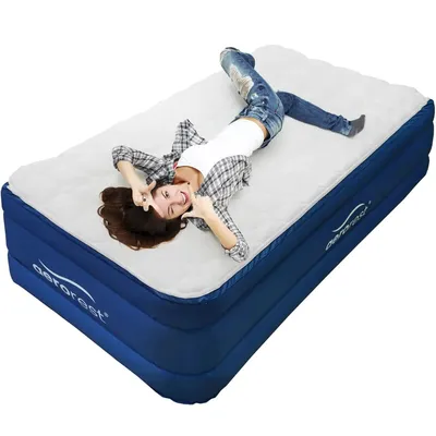 Productafbeelding van AeroRest 1-persoons luchtbed - Extra lang | 210 cm lengte | Cloud Top | Afritsbaar topmatras | Met ingebouwde pomp | Inclusief draagtas