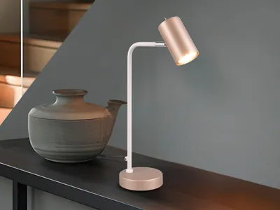 Produktbild von Schreibtischleuchte Metall Coffee / Weiß LED dimmbar, Spot schwenkbar, Höhe 45cm