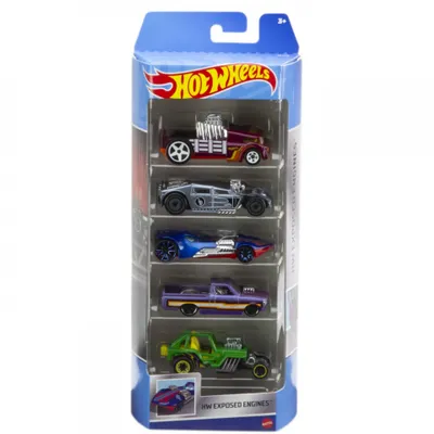 Obrázok produktu pre Sada 5 Autíčok Hot Wheels S Viditeľnými Motormi