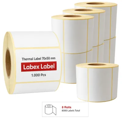 Obrázok produktu pre Termolaborované štítky 70x50 mm - 8 roliek - 4000 štítkov