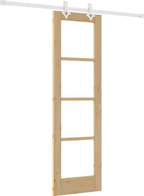 Produktbild von vidaXL Schiebetür Natur 61 x 198,5 cm Massivholz Kiefer und Glas