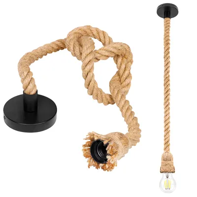 Produktbild von MasterLED Pendelleuchte Hanfseil E27 1-flammig Schwarz-Braun 120 cm
