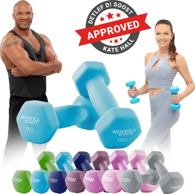 Produktbild von Miweba Sports Profi Neopren Hantel NKH100 | Hantelset - Kurzhanteln - Hexagon - Home Workout - Krafttraining - Anti Rutsch (Türkis 2x 1,0 Kg)