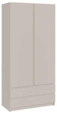 Produktbild von Selsey Bemmi – Kleiderschrank mit 2 Türen, Kleiderstange und 2 Schubladen, Kaschmirgrau, 100 cm