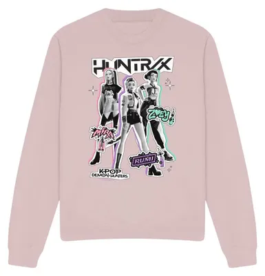 Image de Sweat-shirt unie pour hommes et femmes, collection "K-Pop Demon Hunters", modèle "Huntrix Scrapbook Poses", référence TV42569 (taille XXL), couleur rose