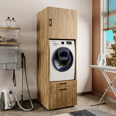 Image de Armoire à lave-linge Roomart, série 2, largeur 67 cm, en chêne