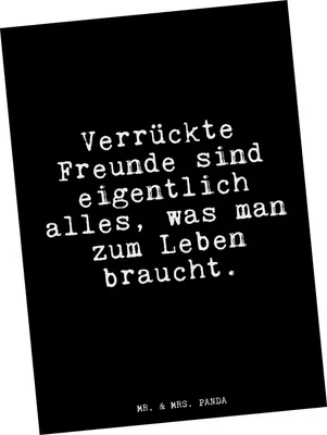 Produktbild von Mr. & Mrs. Panda Postkarte Verrückte Freunde sind eigentlich... - Schwarz - Geschenk, beste Freundin, Glizer Spruch Sprüche Weisheiten Zitate Lustig Weisheit Worte