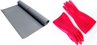 Produktbild von Bundle VDE Elektriker Handschuh mit Gummimatte 1qm Isoliermatte Elektro