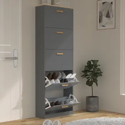 Produktbild von VCM Holz Regal Kipper Schuhregal Schuhschrank Schuhkipper 5 Klappen Halom XL