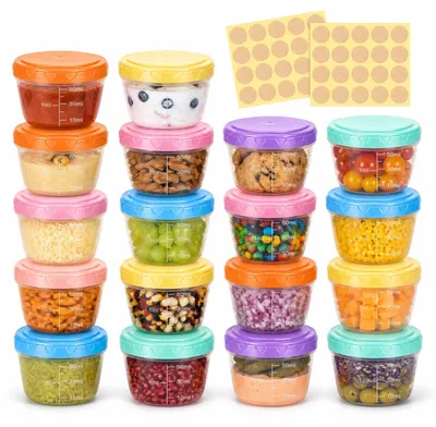 Immagine prodotto di Set di 18 contenitori in plastica per congelatore da 80 ml, con coperchio