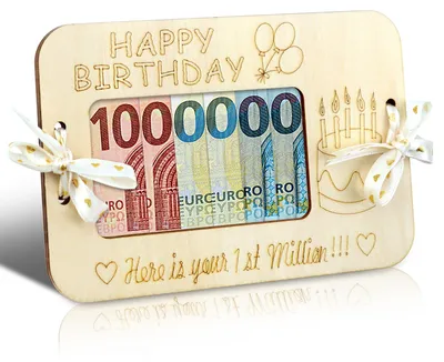 Produktbild von Geldgeschenke aus Holz zum Geburtstag, Geschenkverpackungen für Geldgeschenke, die erste Million als Geburtstagsgeschenk