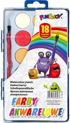 Produktbild von Schulaquarellfarben 18 Farben + Pinsel F&J