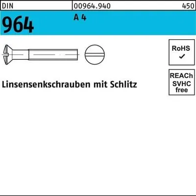 Produktbild von Reyher  Linsen-Senkschrauben DIN 964 A 4 M 5 x 12 A 4 (200 Stück)