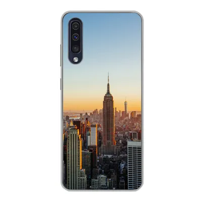 Produktbild von MuchoWow® Handyhülle Schutzhülle Hülle für Samsung Galaxy A30s New York - Skyline - Sonnenuntergang Silikon Softcase Handy Hülle - Karteninhaber
