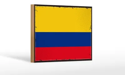 Produktbild von Holzschild Flagge Kolumbien 18x12cm Retro Flag Colombia