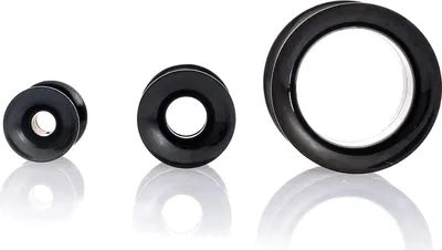 Produktbild von Ohr Double Flared Flesh Tunnel Piercing Stahl Black Screw on 25mm