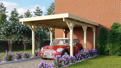 Produktbild von Einzelcarport Classic 1 Holz Überdachung Unterstand PVC-Dach kesseldruckimprägniert 273x394,5x234 cm