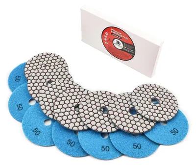 Productafbeelding van Diamantpolijfschijven set, 7 stuks, 100 mm, korrelgrootte #50, voor graniet, marmer, kunststeen, geschikt voor droogpolijsten