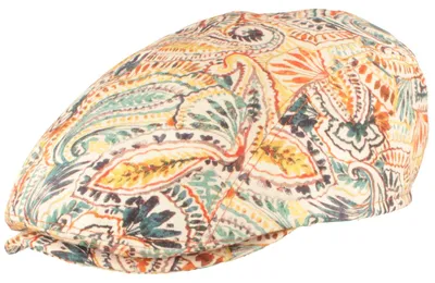 Farbenfrohe sommerliche Schiebermütze mit Paisley aus Baumwolle von Hut-Breiter in schwarz