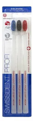 Obrázek produktu pro Barvy Soft Medium, 3 ks: bílá, červená, bílá, modrá, bílá, černá – sada zubních kartáčků