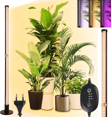 Produktbild von Pflanzenlampe LED Vollspektrum, 144LEDs 80CM Stehende Zimmerpflanzen Growlampe, 3 Lichtmodi Rot Blau Vollspektrum Wachstumslampe mit 6/9/12H Timer