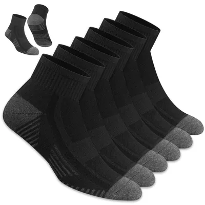 Produktbild von Sportsocken Viertellang Herren Baumwolle Schwarz 6 Paar Größe 35-38