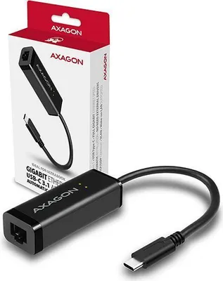 Produktbild von Axagon ADE-SRC USB-C Gigabit Ethernet Adapter, Kabelgebunden, USB Typ-C, Ethernet, 1000 Mbit/s, Schwarz