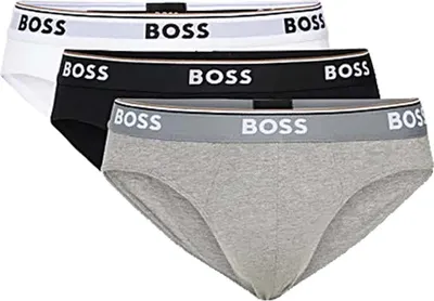 Produktbild von BOSS Herren Slips, 3er Pack - Briefs, Logobund, Baumwolle Stretch Weiß/Grau/Schwarz XL
