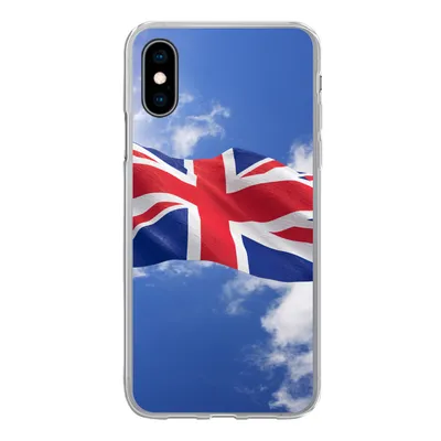 Produktbild von MuchoWow® Handyhülle Schutzhülle Hülle für iPhone X Die Flagge des Vereinigten Königreichs weht am Himmel Silikon Softcase Handy Hülle - Handyhülle