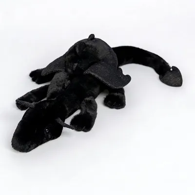 Produktbild von Kawaii Drachen Kuscheltier 50 cm – Schwarzer Plüschdrache – Körperkissen & Dekokissen