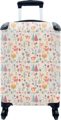 Produktbild von MuchoWow® MuchoWow® Koffer Handgepäck Trolley Rollkoffer Kleine Reisekoffer mit 4 Rollen - Fuchs - Blumen - Regenbogen - Kinder - Design - Cabin Size < 55x40x23 cm & 55x40x20 cm - Fotokoffer - Kabinen