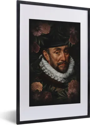 Produktbild von MuchoWow® MuchoWow® Gerahmtes Poster Wilhelm von Oranien - Adriaen Thomasz - Blumen 40x60 cm - Poster mit zchwarzem Bilderrahmen - Poster in Rahmen