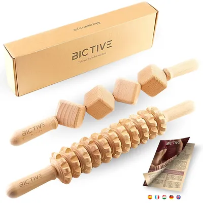 Produktbild von Set mit 2 Massagerollen aus Holz zur Behandlung von Cellulitis