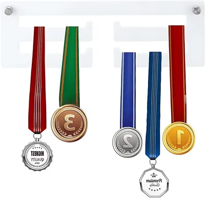 Productafbeelding van Medaille Hanger - Prijs Display - Trots Tonen - Acryl Wandmontage - 30x10 cm - Wit