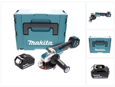 Image de Makita DGA 519 G1J Meuleuse d'angle sans fil 18 V 125 mm Brushless X-Lock + 1x batterie 6,0 Ah + Makpac - sans chargeur