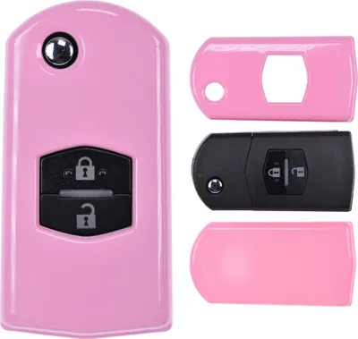 Produktbild von Auto Schlüssel Kunststoff Hülle ABS Plastik Schutz Cover Pink kompatibel mit Mazda Klappschlüssel