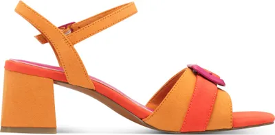 Produktbild von MARCO TOZZI Damen Sandale Textil weiche Sohle Kreuzriemen Blockabsatz 2-28387-44, Größe:39 EU, Farbe:Orange