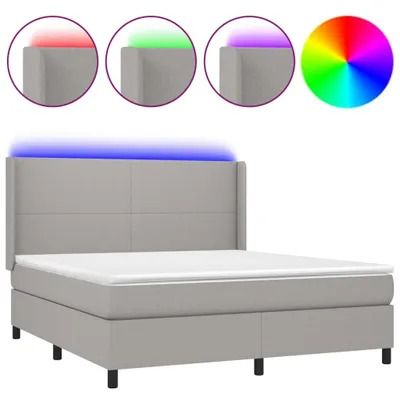 Produktbild von vidaXL Boxspringbett mit Matratze & LED Hellgrau 160x200 cm Stoff