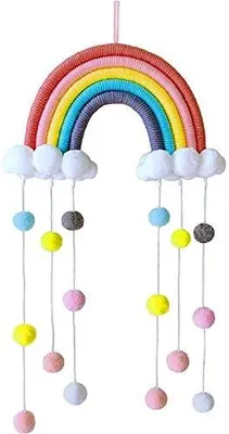 Produktbild von Regenbogen Wanddekor Makramee hngen,Makramee gewebt Dekorativ für Raum,Niedliche Wanddekoration Geeignet für Festival Ornamente Geschenke (Pink)