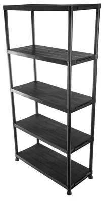 Obrázek produktu pro Plastový regál – regál do dílny na nářadí – 5 polic – stabilní úložný stojan – 183 x 89 x 39 cm – černý
