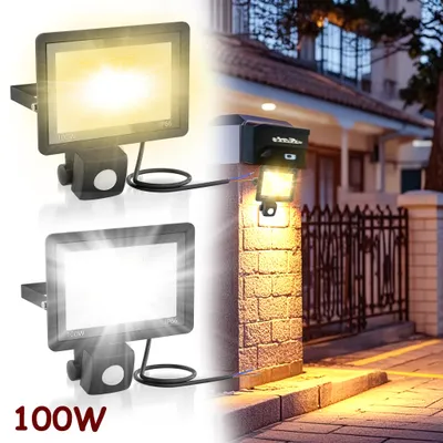 Obrázok produktu pre NAIZY LED reflektor 100W s detektorom pohybu, 3-dielna sada, studená biela, bez zástrčky, určený na vonkajšie použitie, do záhrady a na terasu